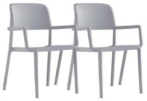 WHITE LABEL - lot de 2 chaises river empilables blanches - Chaise