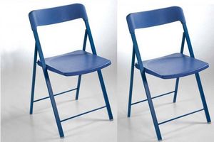 WHITE LABEL - lot de 2 chaises pliantes kully en plastique bleu - Chaise Pliante
