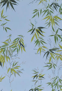 ISIDORE LEROY - bambous bleu - Papier Peint