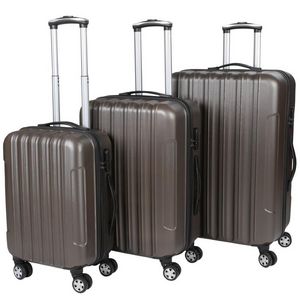 WHITE LABEL - lot de 3 valises bagage rigide marron - Valise À Roulettes