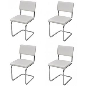 WHITE LABEL - 4 chaises de salle a manger blanches - Chaise