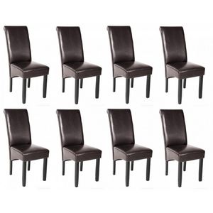 WHITE LABEL - 8 chaises de salle à manger marron - Chaise