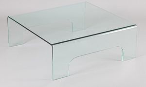 WHITE LABEL - table basse carré en verre quadrupède - Table Basse Carrée