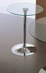 WHITE LABEL - table repas armony en verre et acier chromé 60 cm - Table De Repas Ronde