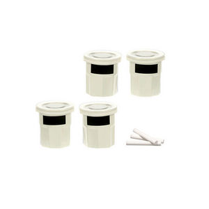 WHITE LABEL - 4 pots à épices en grès avec étiquette en ardoise - Pot À Épices