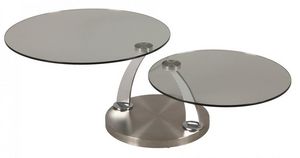 WHITE LABEL - table à plateaux pivotants steel en verre piétemen - Table Basse Forme Originale