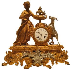 Antiquités SANT VICENS - pendule en régule - Horloge À Poser