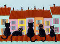 Tableau décoratif enfant-FRANÇOISE LEBLOND-Toile sur châssis les chats sur les toits de franç