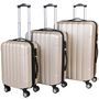 Valise à roulettes-WHITE LABEL-Lot de 3 valises bagage rigide beige
