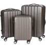 Valise à roulettes-WHITE LABEL-Lot de 3 valises bagage rigide marron
