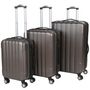 Valise à roulettes-WHITE LABEL-Lot de 3 valises bagage rigide marron