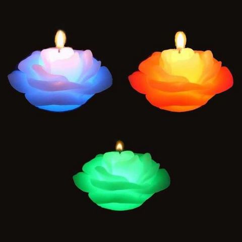 SUNCHINE - Bougie LED-SUNCHINE-3 bougies roses en cire eclairage led