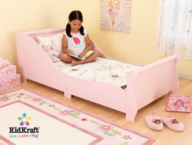 KidKraft - Chambre enfant 4-10 ans-KidKraft-Lit en bois rose pour enfant 157x73x55cm