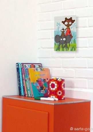 SERIE GOLO - Tableau décoratif enfant-SERIE GOLO-Toile imprimée a dos d'éléphant 14x22cm