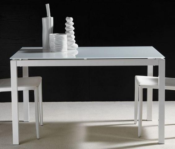 WHITE LABEL - Table de repas rectangulaire-WHITE LABEL-Table repas extensible MAJESTIC 130 x 80 cm en ver