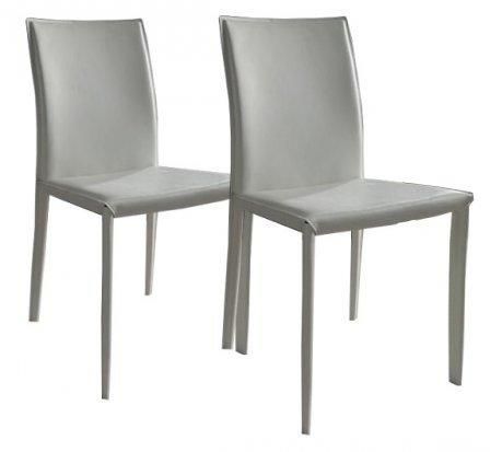 WHITE LABEL - Chaise-WHITE LABEL-Lot de 2 chaises design CATHY en simili cuir blanc