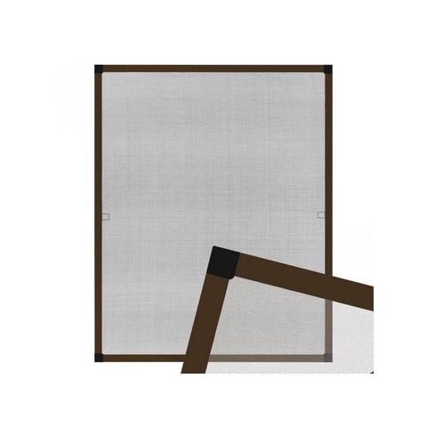 WHITE LABEL - Moustiquaire de fenêtre-WHITE LABEL-Moustiquaire pour fenêtre cadre fixe en aluminium 100x120 cm brun