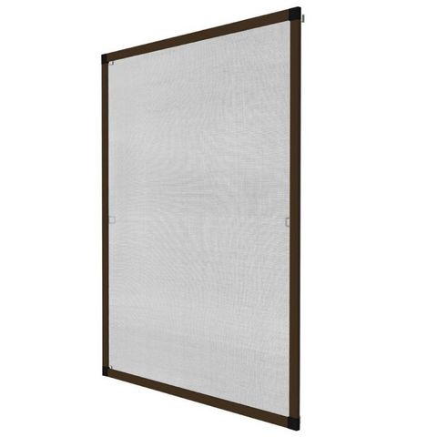 WHITE LABEL - Moustiquaire de fenêtre-WHITE LABEL-Moustiquaire pour fenêtre cadre fixe en aluminium 100x120 cm brun