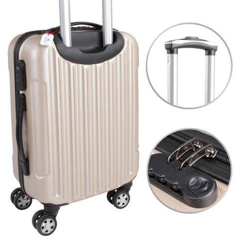 WHITE LABEL - Valise à roulettes-WHITE LABEL-Lot de 3 valises bagage rigide beige