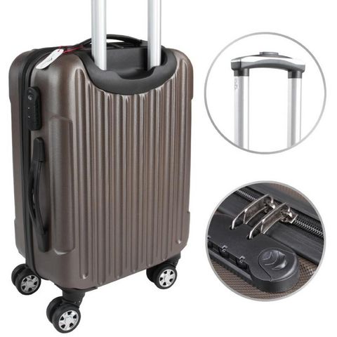 WHITE LABEL - Valise à roulettes-WHITE LABEL-Lot de 3 valises bagage rigide marron