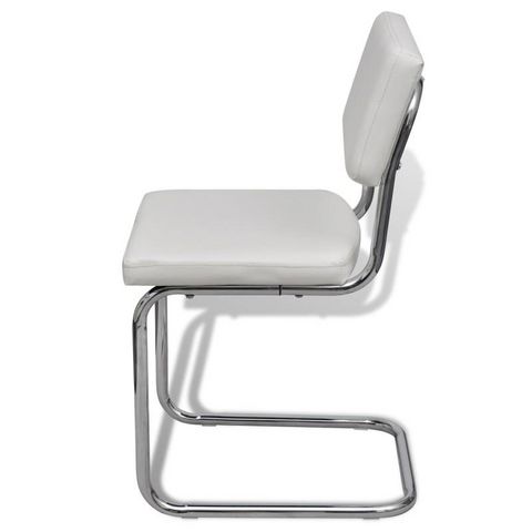 WHITE LABEL - Chaise-WHITE LABEL-4 Chaises de salle a manger blanches