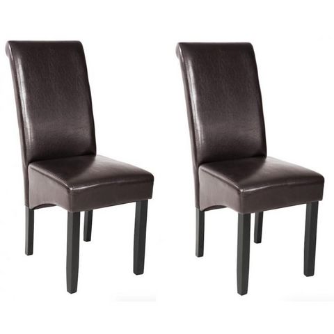 WHITE LABEL - Chaise-WHITE LABEL-2 chaises de salle à manger marron