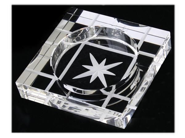 WHITE LABEL - Cendrier-WHITE LABEL-Cendrier carré en verre gravure étoile accessoire 