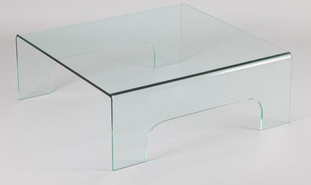 WHITE LABEL - Table basse carrée-WHITE LABEL-Table basse carré en verre QUADRUPÈDE