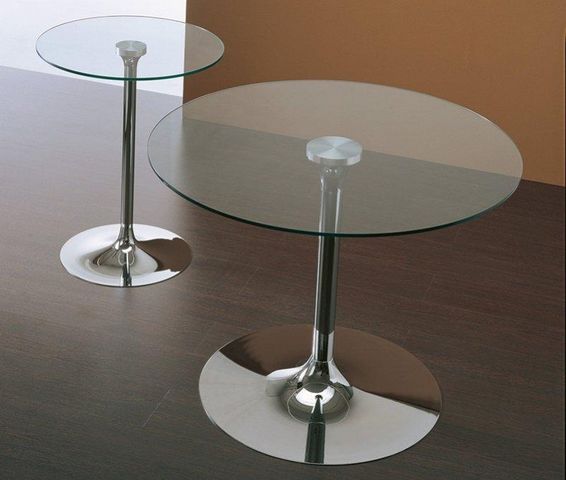 WHITE LABEL - Table de repas ronde-WHITE LABEL-Table repas ARMONY en verre et acier chromé 60 cm