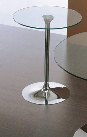 WHITE LABEL - Table de repas ronde-WHITE LABEL-Table repas ARMONY en verre et acier chromé 60 cm