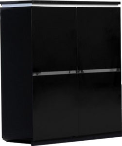 WHITE LABEL - armoire de rangement 4 portes noir laqué avec écla - China Cabinet
