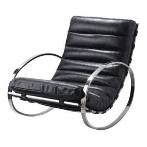 MAISONS DU MONDE - fauteuil à bascule cuir noir freud - Rocking Chair