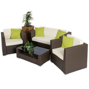 WHITE LABEL - salon de jardin rotin marron + table - Garden Furniture Set