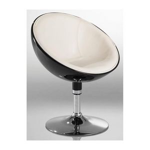 WHITE LABEL - fauteuil lounge pivotant noir/beige - Swivel Armchair