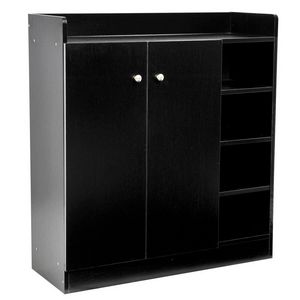 WHITE LABEL - meuble armoire à chaussure bois tiroirs noir - Shoe Cabinet