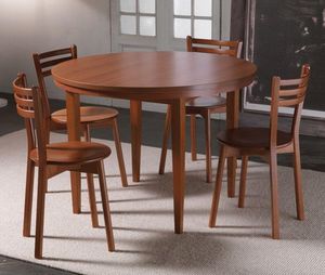 WHITE LABEL - table repas extensible eko round merisier - Round Diner Table