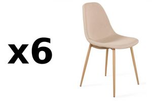 WHITE LABEL - lot de 6 chaises stockholm design tissu beige - Chair