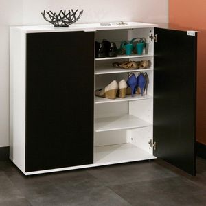 WHITE LABEL - meuble à chaussures class design blanche 2 portes  - Shoe Cabinet