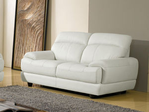 WHITE LABEL - canapé cuir 2 places lesko - 2 Seater Sofa