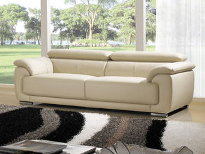 WHITE LABEL - canapé cuir 3 places marjorie - 3 Seater Sofa
