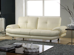 WHITE LABEL - canapé cuir 3 places swan - 3 Seater Sofa
