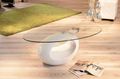 Oval Coffee table-WHITE LABEL-Table basse ovale NIGRA en verre et piétement blan