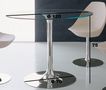 Round diner table-WHITE LABEL-Table repas ARMONY en verre et acier chromé, 100 x