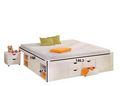 Double bed with drawers-WHITE LABEL-Lit multi rangement TILL en pin massif blanc 2 cou