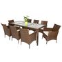 Outdoor dining room-WHITE LABEL-Salon de jardin 8 chaises + table marron