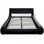 Double bed-WHITE LABEL-Lit cuir design moderne 140 x 200 cm noir