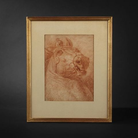 Expertissim - Sanguine painting-Expertissim-ECOLE FRANCAISE du XVIIIe siècle. Etude de cheval 