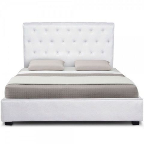 WHITE LABEL - Storage bed-WHITE LABEL-Lit-coffre + sommier Resla - Blanc