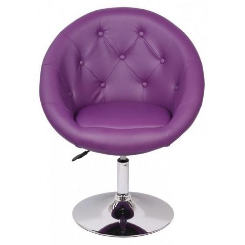WHITE LABEL - Swivel armchair-WHITE LABEL-Fauteuil lounge pivotant cuir violet