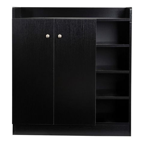 WHITE LABEL - Shoe cabinet-WHITE LABEL-Meuble armoire à chaussure bois tiroirs noir